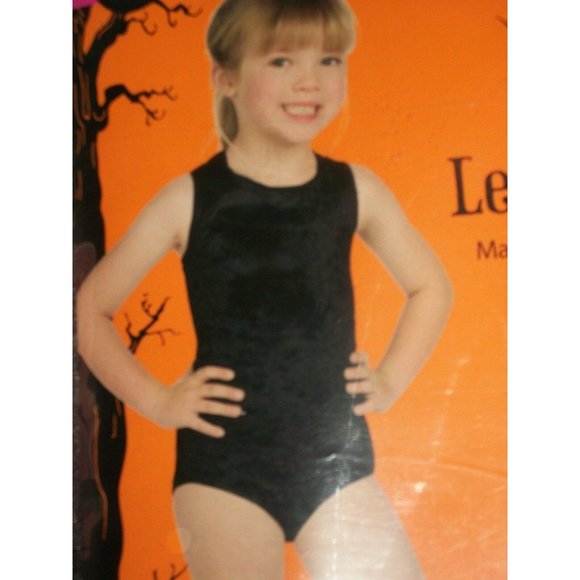 Halloween Girls Black Leotard Dance Ballet Costume Sleeveless Size Medium 8-10 - Picture 3 of 3